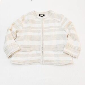 Greylin Joselyn Striped Jacket Fringe Detail Cream Size L